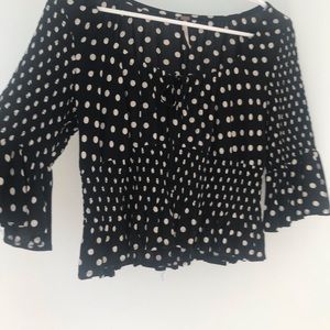 Free People Black w/ White Polka Dot Top